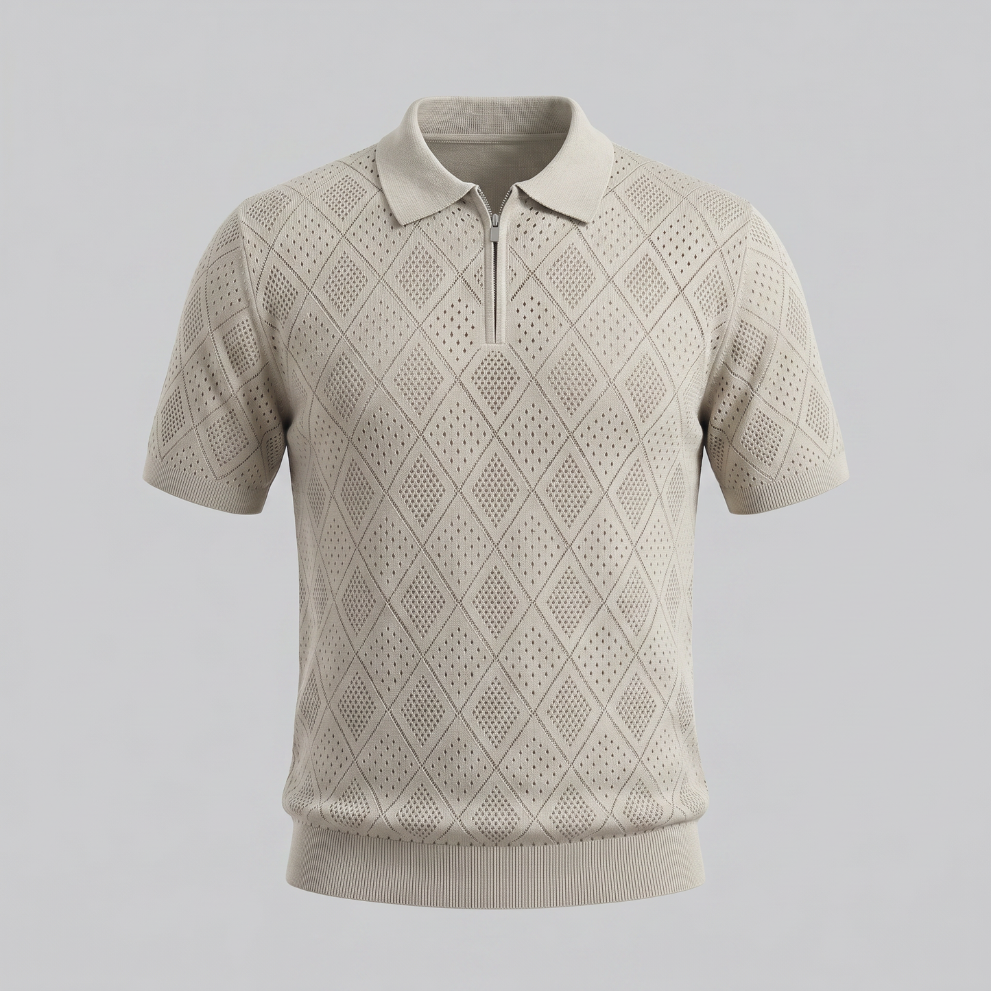 Polo para hombre con cremallera y punto calado — vacaciones