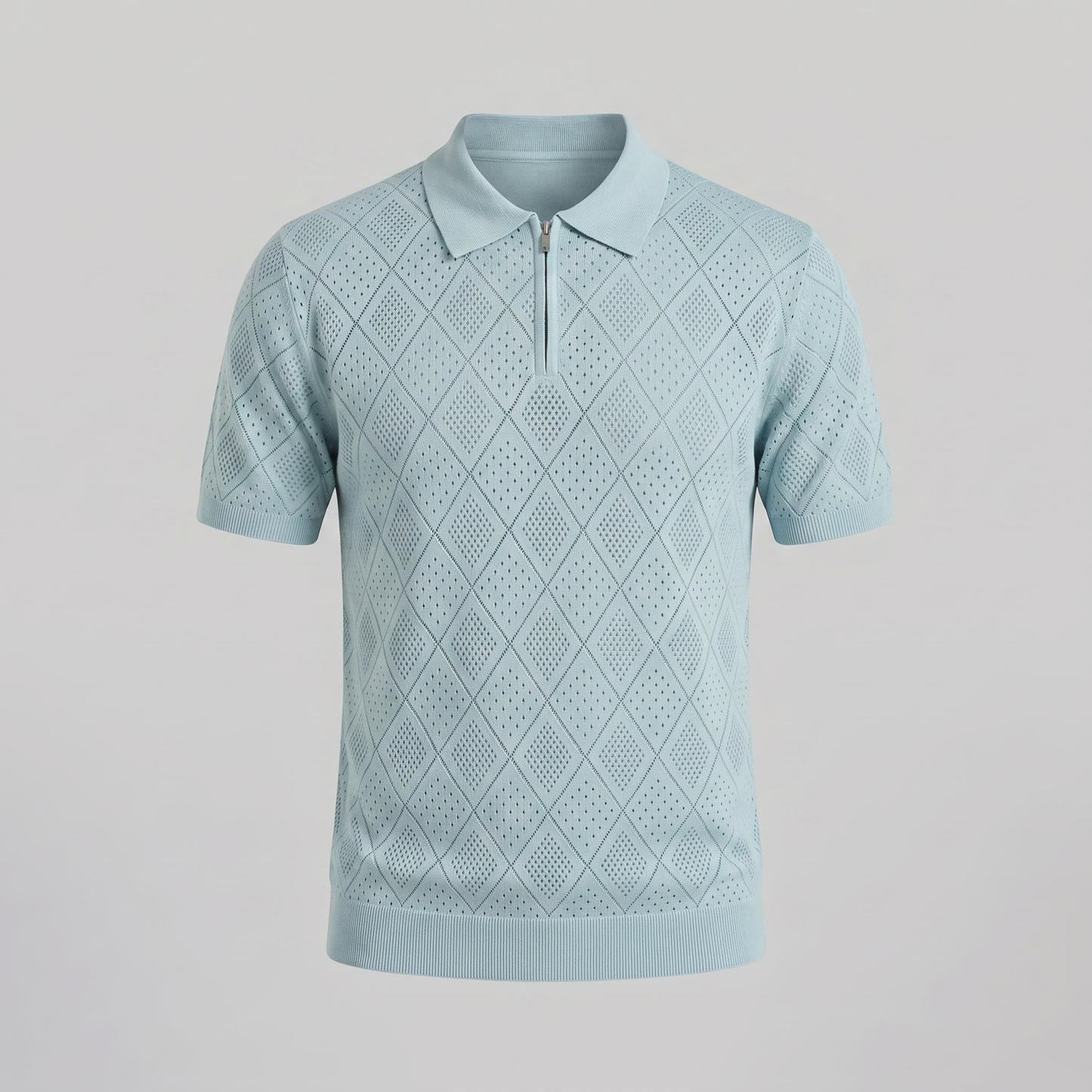 Polo para hombre con cremallera y punto calado — vacaciones